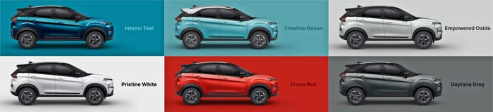Tata Nexon, Nexon EV facelift colour options detailed